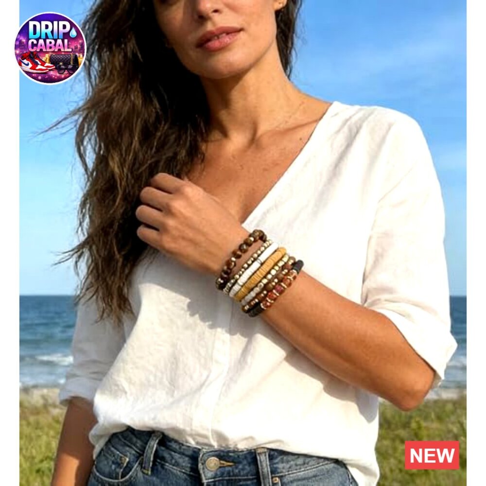 Boho Gold Surfer Stackable Stretch Bracelets Heis… - image 4